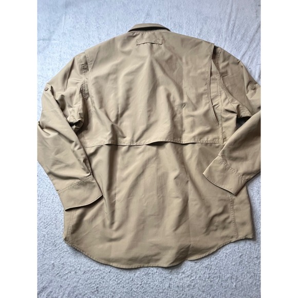 Duluth Trading Co Mens Long Sleeve Button Up Shirt Khaki Lightweight Utility L - Picture 5 of 6